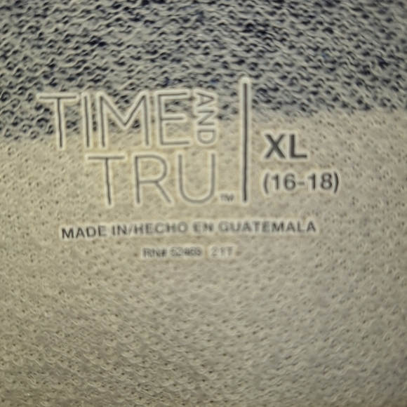 Time&Tru French Terry Oversized Top SzXL Long Sleeve Navy/Creme Banded Cuff/Hem - Picture 2 of 11